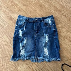 Ripped jean skirt